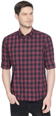 BASICS Men Checkered Casual Red Shirt