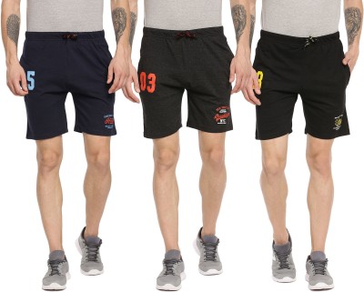 ARDEUR Printed Men Blue, Dark Grey, Black Basic Shorts, Gym Shorts, Gym Shorts, Night Shorts