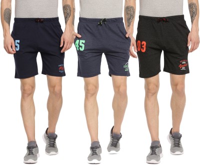 ARDEUR Printed Men Blue, Dark Blue, Dark Grey Basic Shorts, Gym Shorts, Gym Shorts, Night Shorts