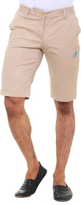 TWIST Solid Men Beige Basic Shorts