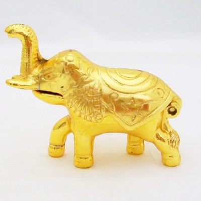 indostore99 Elephant Shape Sindoor Box Sindoor Dani Kumkum Box for Wedding Gift (2 Pcs) Decorative Showpiece  -  7 cm(Metal, Gold)