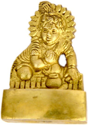 B H A R A T H A A T Brass Lord Bal Krishna Idol Statue Murti Showpiece (1.5 * 0.4 * 2.5 Inches) Decorative Showpiece  -  6.09 cm(Brass, Yellow)