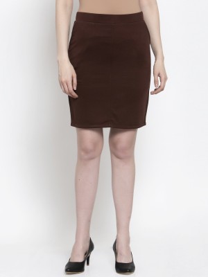 WESTWOOD Solid Women Pencil Brown Skirt