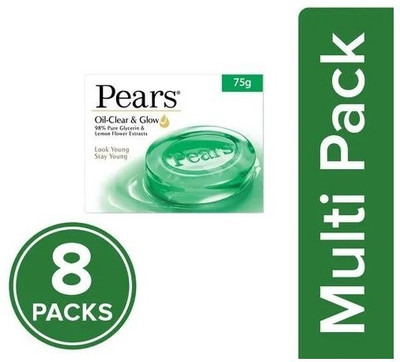 Pears Oil Clear & Glow Soap Bar, 8x75 g Multipack(8 x 75 g)