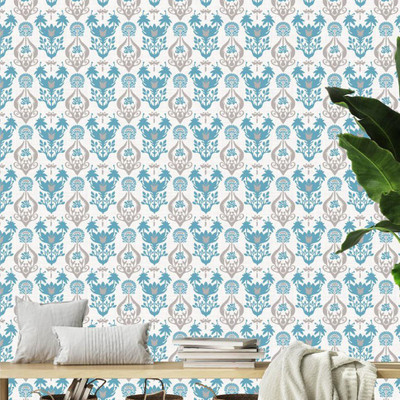 Asian Paints 45 cm EzyCR8 P&S Ornate The Charm of Paisley - Turquoise Sticker Removable Sticker(Pack of 1)