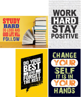 god & god's 46 cm Motivation_Sticker_Set Of Four 57,58,59,60 Self Adhesive Sticker(Pack of 4)