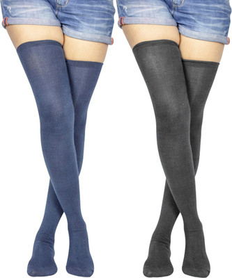 Neska Moda Women Solid Over the Knee, Thigh, Knee High(Pack of 2)