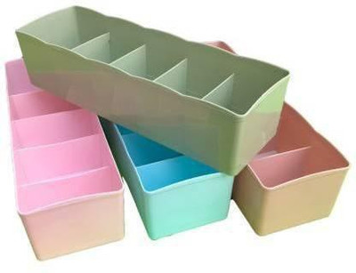 VAAMnational 5-Compartments Socks/Handkerchief/Underwear Storage Box Socks Drawer Closet Organizer 4 set Drawer Divider(Plastic)
