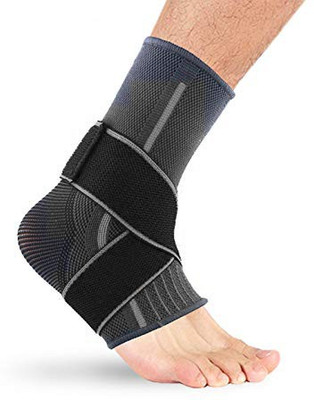 keycraze Ankle Support Brace Adjustable Sleeve Ankle Support(Black, Grey)