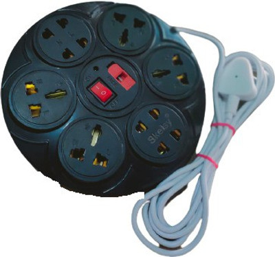 MSNL EXT 801 8 SOCKET PLUS 1 SWITCH SPIKE BUSTER WITH 3MTR WIRE CAPCITY UP TO 6AMP BLACK 8  Socket Extension Boards(White, 3 m)