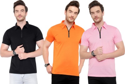 Tivy Solid Men Polo Neck Multicolor T-Shirt