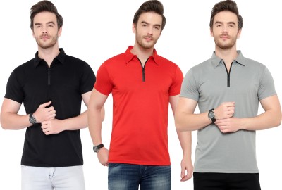 Tivy Solid Men Polo Neck Multicolor T-Shirt