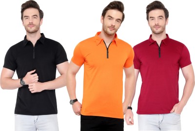 Tivy Solid Men Polo Neck Multicolor T-Shirt