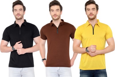 Tivy Solid Men Polo Neck Multicolor T-Shirt