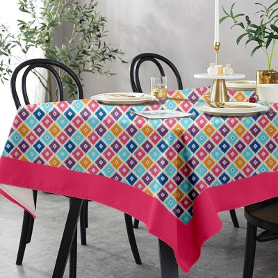 Lushomes Printed 6 Seater Table Cover(Light Pink, Cotton)