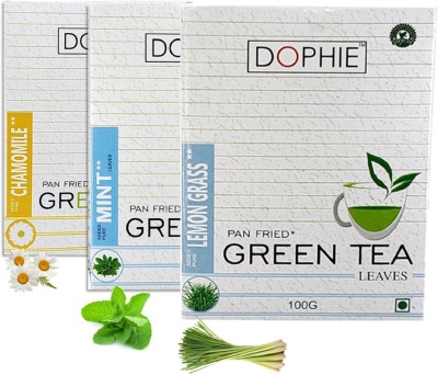 dophie Green tea Loose leaves[COMBO-PACK-3] Chamomile Green tea-1 ,Mint/ Pudina Green tea-1,Lemon grass-1,For Immunity Booster, Weight loss and Overall Health(100g each) Herbs Green Tea Box(3 x 100 g)