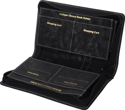 ZesTale Multiple Cheque Book/Passbook Organizer With Debit And Credit Card Holder(Black)