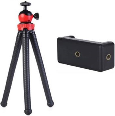 UKRAINEZ 12 Inch Tripod with Flexible Stand , Octopus Camera Tripod Bundle with 360 Degree Detachable Ball Head and Mobile Phone Holder for Mobile Phones and Camera , DSLR and GoPro Tripod, Tripod KitÂ Â (Black, Supports Up to 1500 g) with 3 inch phone bracket clip Tripod (Red With Black, Supports U