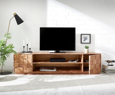 MAHIMART AND HANDICRAFTS Beautiful Tv Unit In Sheeaham Wood Solid Wood TV Entertainment Unit(Finish Color - Natural, Pre-assembled)
