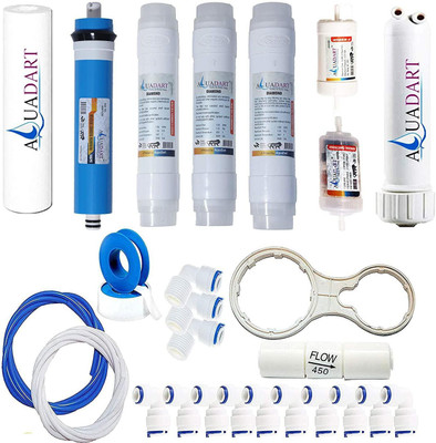 AquaDart RO Replacement Service Kit (13 Item Kit) As Per Main Image (80 GPD RO Membrane) Suitable for All RO Water Purifier Solid Filter Cartridge(Absolute 0.2, Pack of 26)