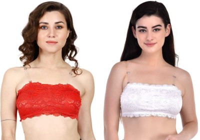 Afashion FULL COVERAGE LACE BRA Women Full Coverage Lightly Padded Bra(Red, White)