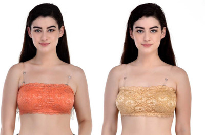 BRATON Women Bandeau/Tube Lightly Padded Bra(Gold, Orange)