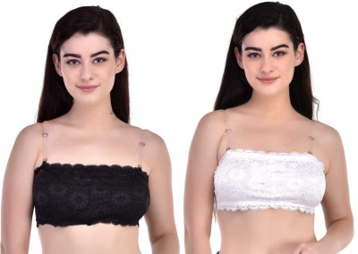 TARIDO FASHION Women Bandeau/Tube Lightly Padded Bra(White, Black)