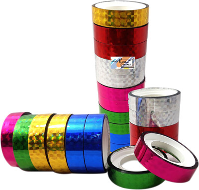MAJESTIC BASKET Sparkling/ Glitter/ Shimmer Craft Multicolour Tape Roll For School Projects (Manual)(Set of 24, Multicolor)