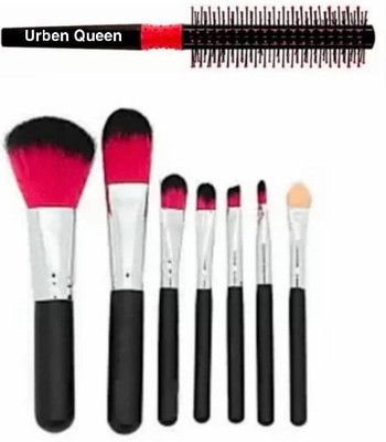 URBEN QUEEN Set of 7 Makeup Brushes with A Rolling Hair Comb ( Set Of 2 )(2 Items in the set)