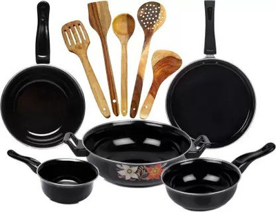 Maharajee Cookware set Induction Bottom Non-Stick Coated Cookware Set(Aluminium, 10 - Piece)