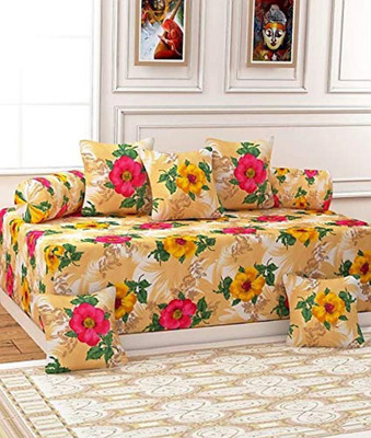 ZCI Cotton Floral Diwan Set(Multicolor)
