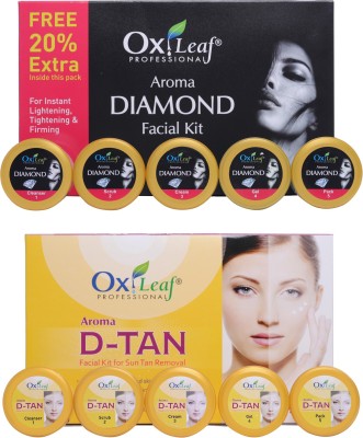 Oxileaf Professional Aroma D-Tan Sun-Tan Removal & Aroma Diamond Facial Kit Combo(5 x 280 g)