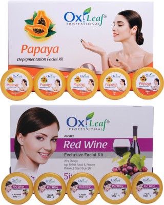 Oxileaf Professional Red Wine Exclusive & Papaya De-Pigmentation Facial Kit Combo(5 x 280 g)