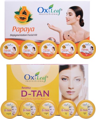 Oxileaf Professional Aroma D-Tan Sun-Tan Removal & Papaya De-Pigmentation Facial Kit Combo(5 x 280 g)