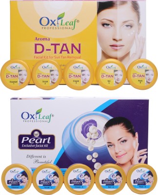 Oxileaf Professional Aroma D-Tan Sun-Tan Removal & Pearl Exclusive Facial Kit Combo(5 x 280 g)