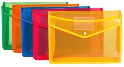 SHB Plastic Document Button Bag/Organizer (Pack of 5)(Set Of 5, Multicolor)