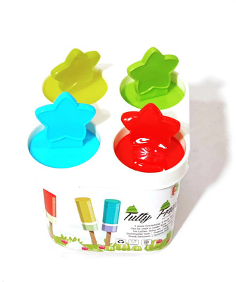 SSK bekner 4 pcs ice cream candy kulfi maker popsicle mould white Multicolor Plastic Ice Cube Tray(Pack of1)