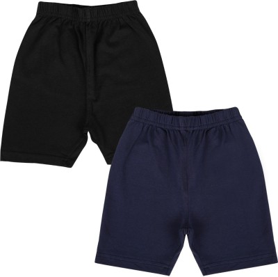 LULA Short For Girls Casual Solid Cotton Linen(Black, Pack of 2)