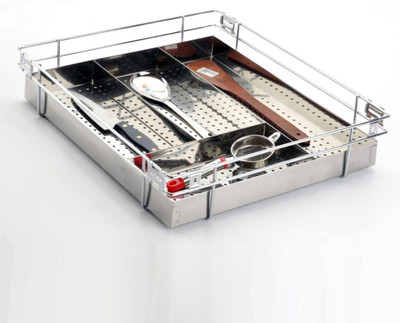 SMART SLIDE Empty Cutlery Box Drawer Case(Silver  Holds 40 Pieces)