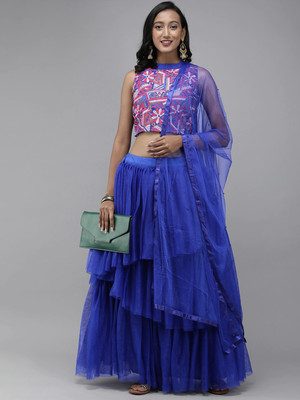 Divastri Embroidered, Self Design Semi Stitched Lehenga Choli(Multicolor)