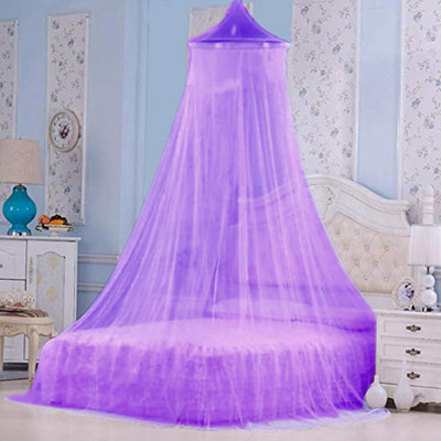 Maruti Enterprise Polyester Adults Washable Mosquito net Adults Portable Double Bed7*7 (Round-Canopy) Mosquito Net Mosquito Net(Purple, Ceiling Hung)