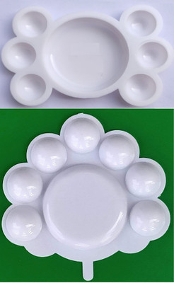 First Click Plastic 7 Paint Wells Palettes(Set of 2, White)