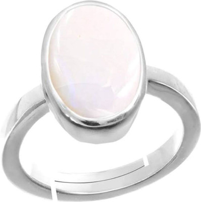 RSPSHAKTI white Opal Wt 8.25 rti 7.52 Carat 5dhatu Silver Coated Adjustable Ring Unisex Stone Opal Silver Plated Ring