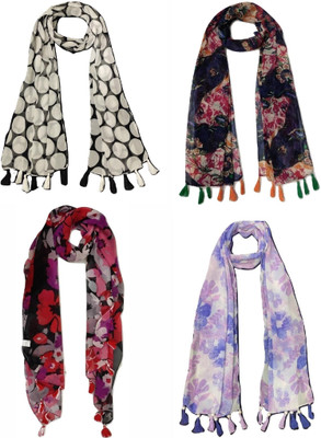 STYLESTORY Printed Chiffon Women Scarf, Stole, Fancy Scarf
