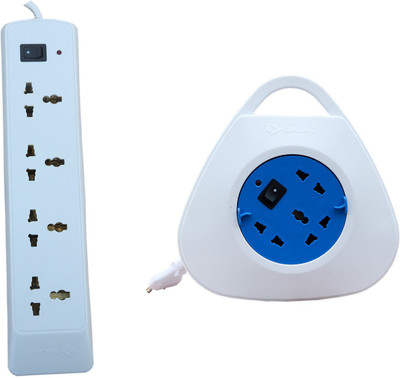 BAJAJ Extension Reel & 4 Way 7  Socket Extension Boards(White, 5 m)