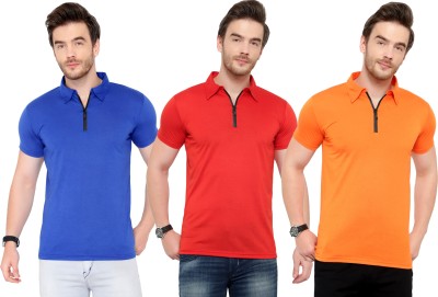 Tivy Solid Men Polo Neck Red, Blue, Yellow T-Shirt