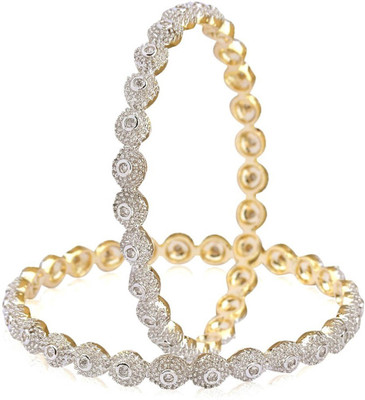 ZENEME Alloy Cubic Zirconia Bangle Set(Pack of 2)