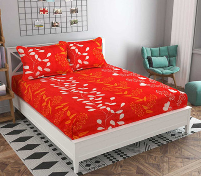 GoHome 140 TC Microfiber Double 3D Printed Flat Bedsheet(Pack of 1, Maroon)
