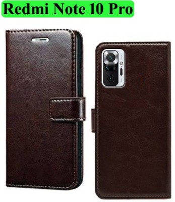Wynhard Flip Cover for Redmi Note 10 Pro, Redmi Note 10 Pro Max(Brown, Grip Case, Pack of: 1)