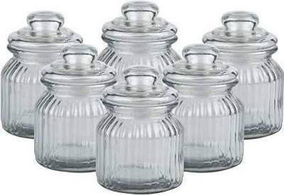 T R Creation Glass Grocery Container  - 350 ml(Pack of 6, Clear)